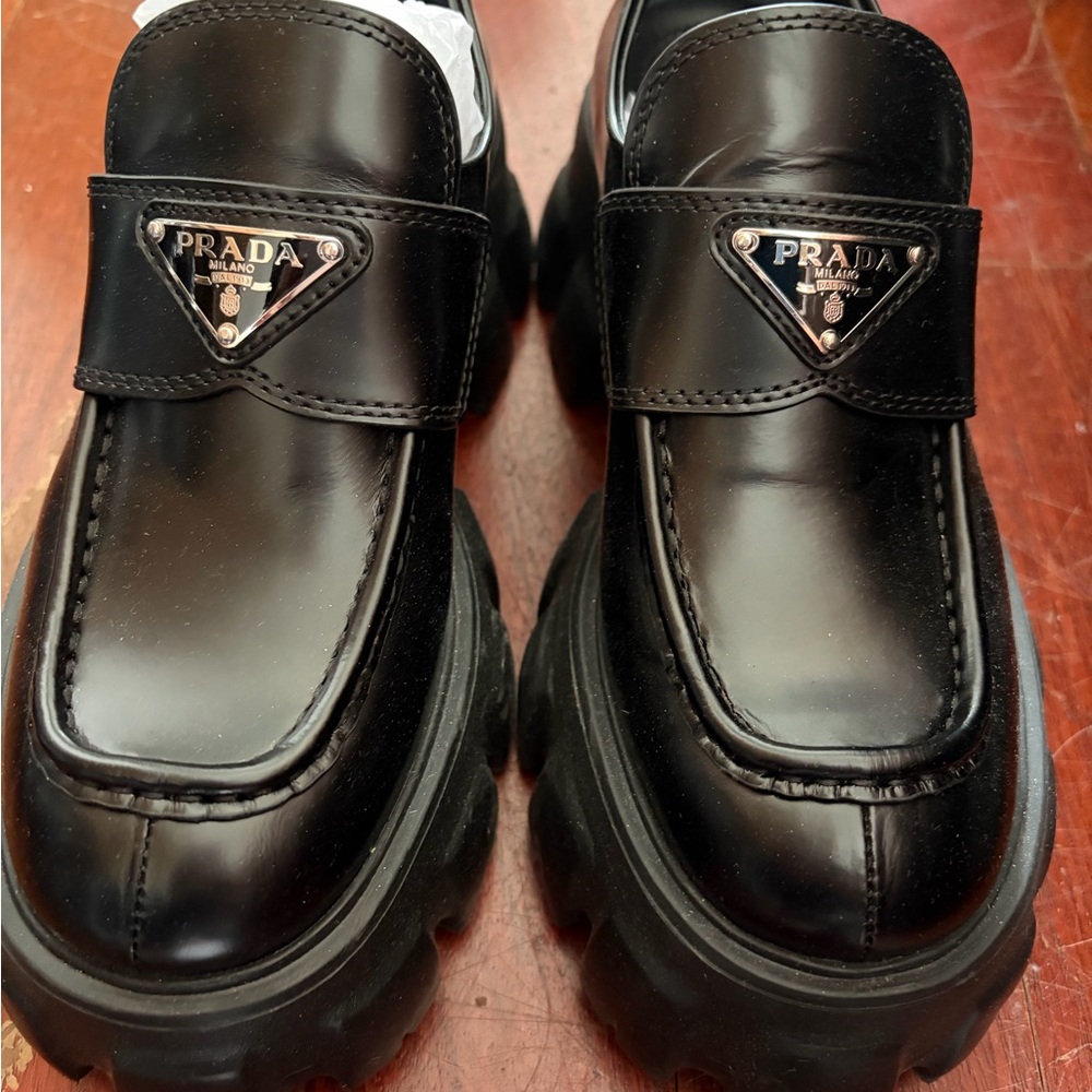 Prada Black Monolith Leather Loafers for Women, Never Worn - Picture 3 of 6